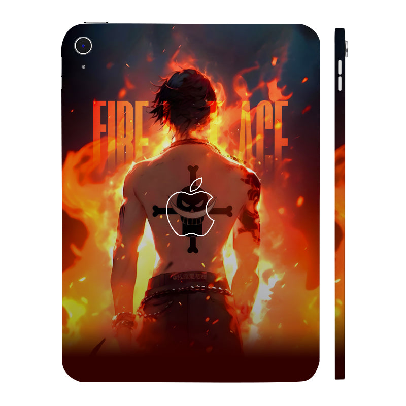 Apple iPad 11th Gen 2025 Portgas D. Ace Fire Fist Flame Anime Tablet Skins
