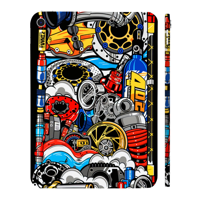 Apple iPad 11th Gen 2025 Mechanical Chaos Cars & Bikes Tablet Skins