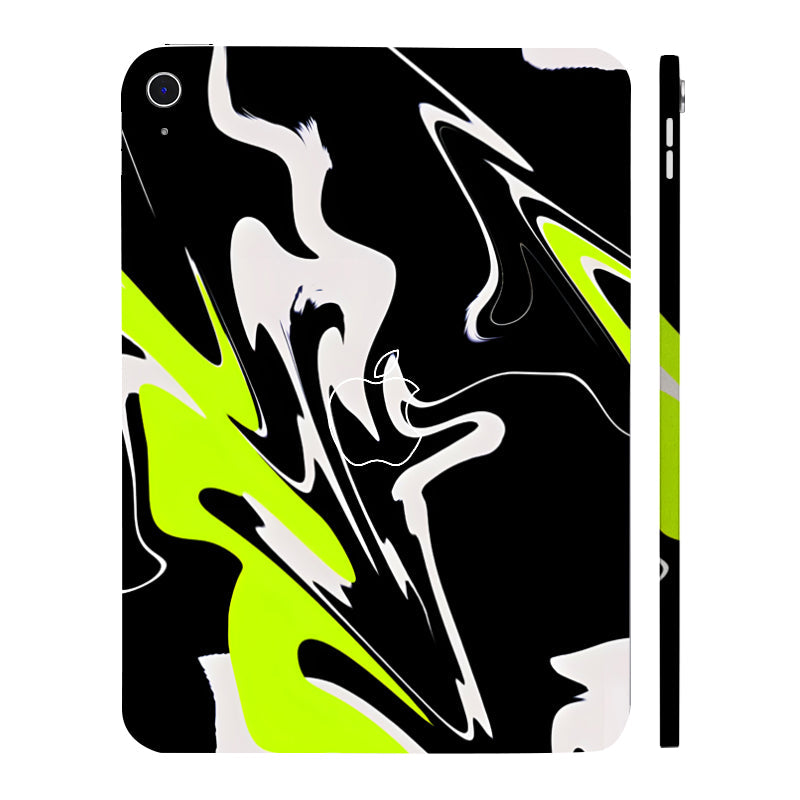 Apple iPad 11th Gen 2025 Neon Green and Black Pattern Tablet Skins