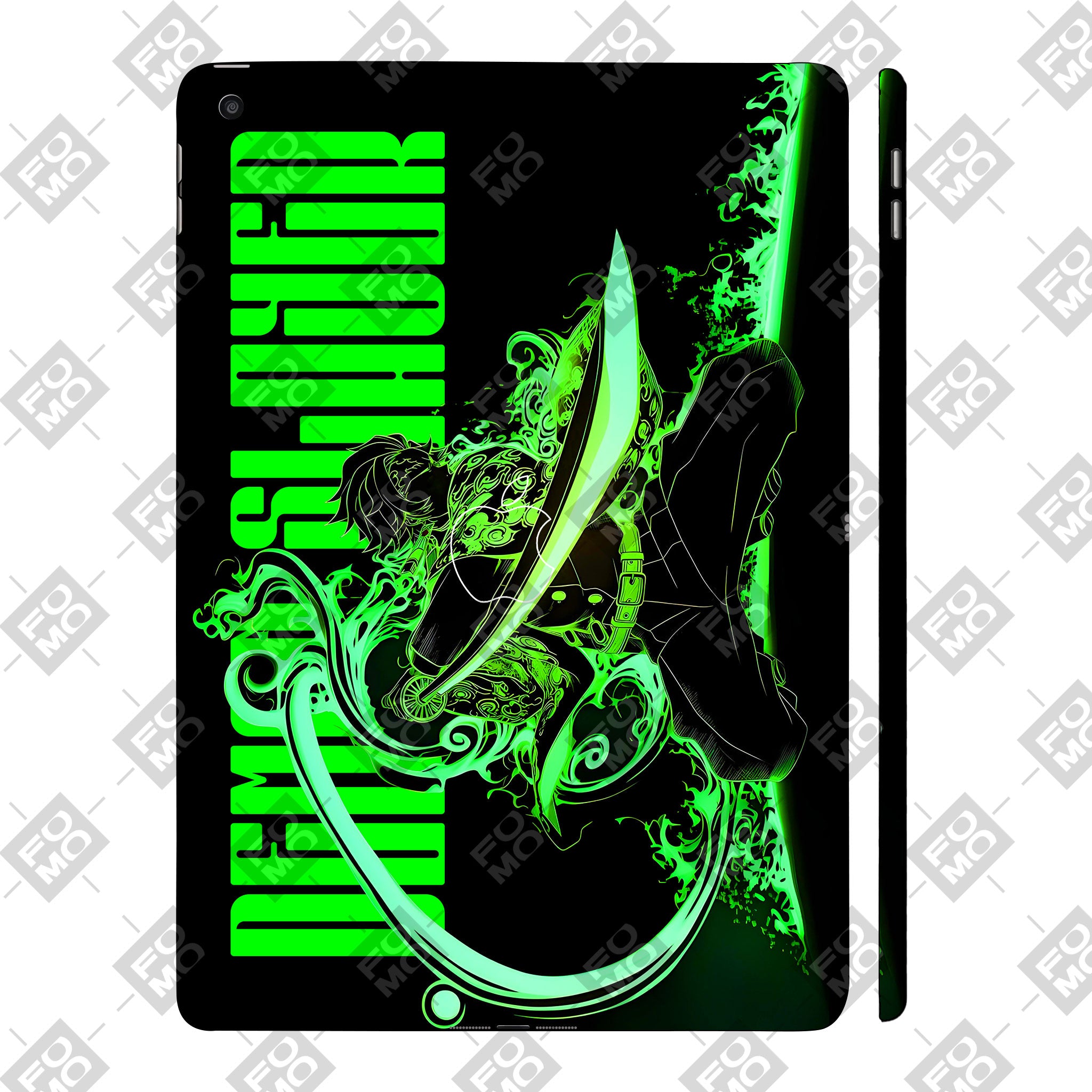 Apple iPad 9th Gen 2021 Tanjiro Green Flame Dance Anime Tablet Skins