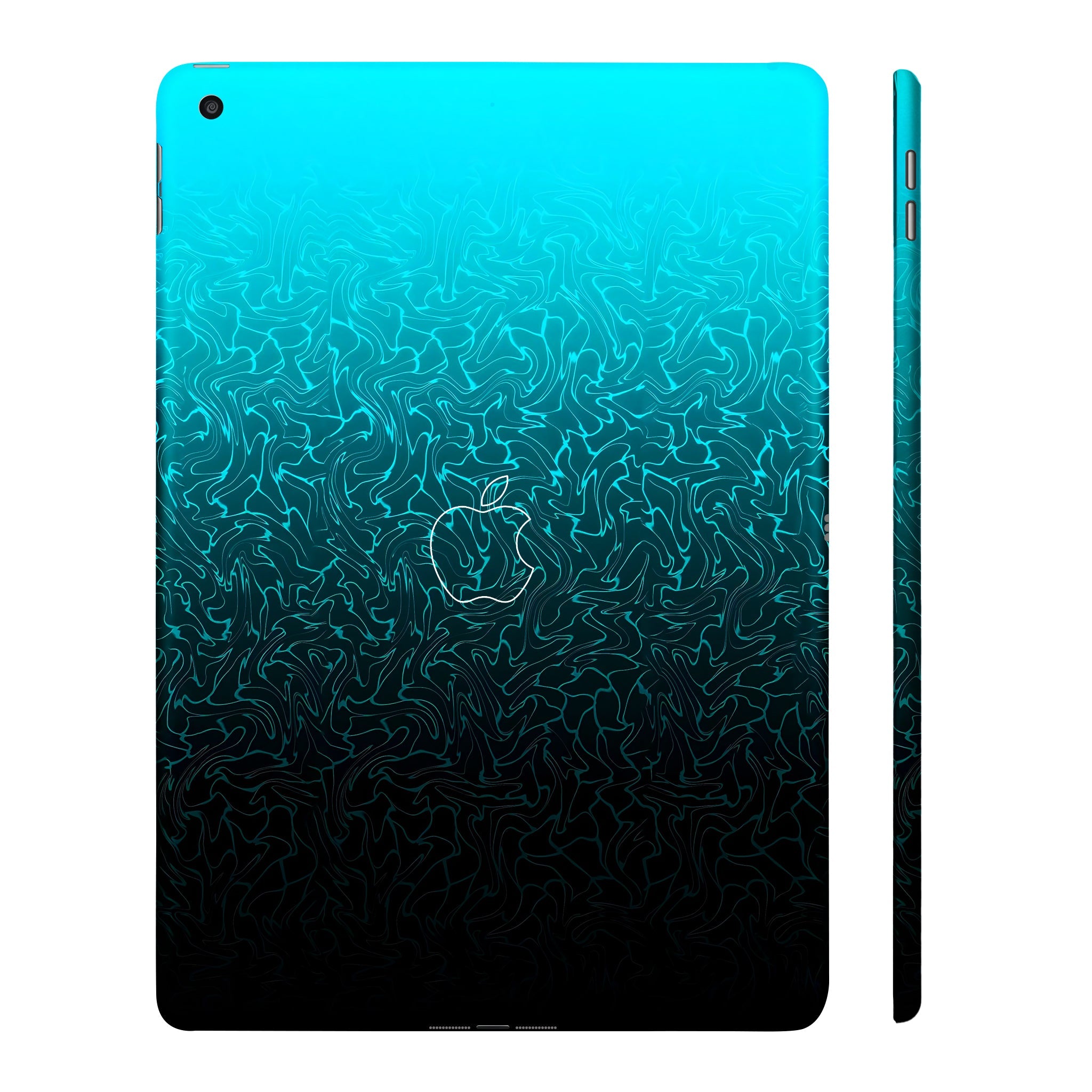 Apple iPad 9th Gen 2021 Cyan Blue to Black Gradient Tablet Skins