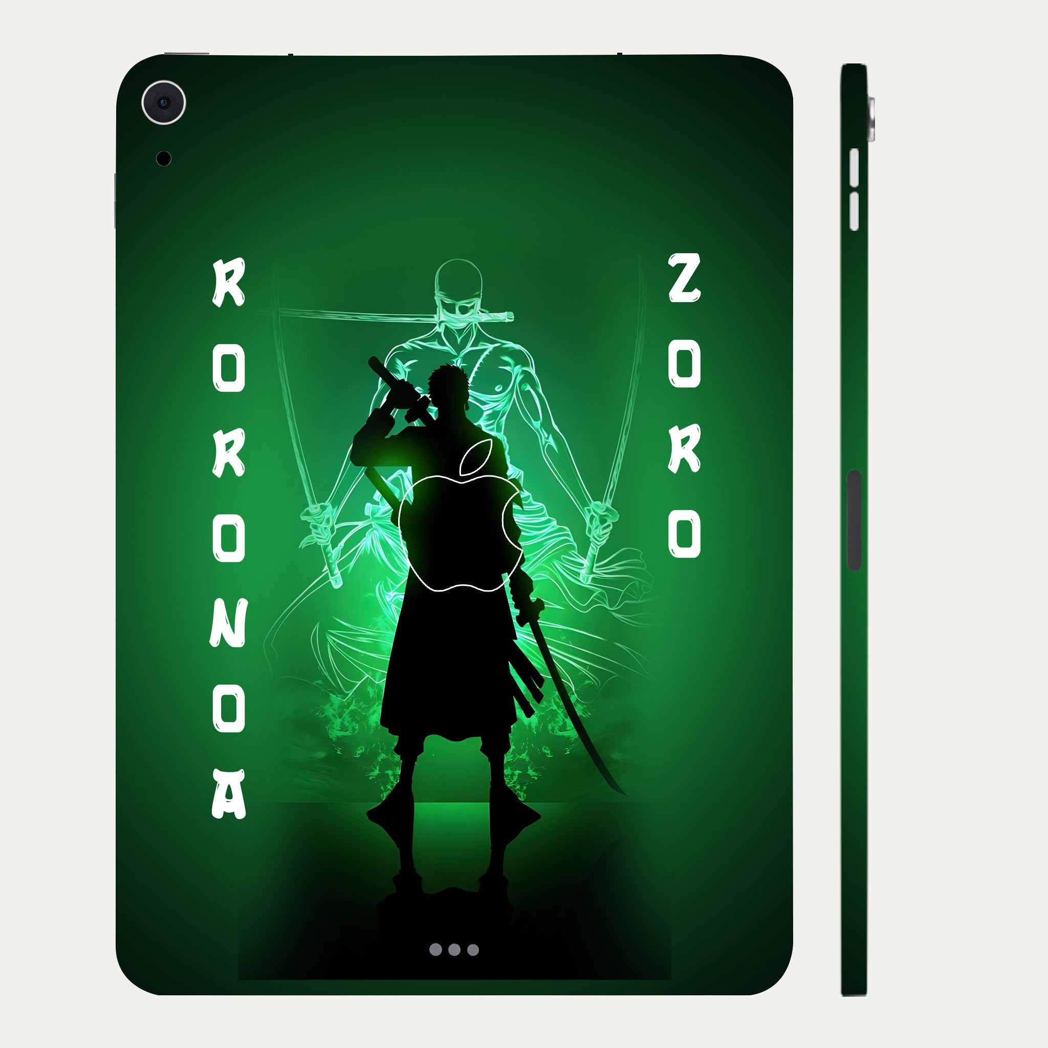 Apple iPad Air 5th Gen 2022 Zoro in Green Fluorescent Background Anime Tablet Skins