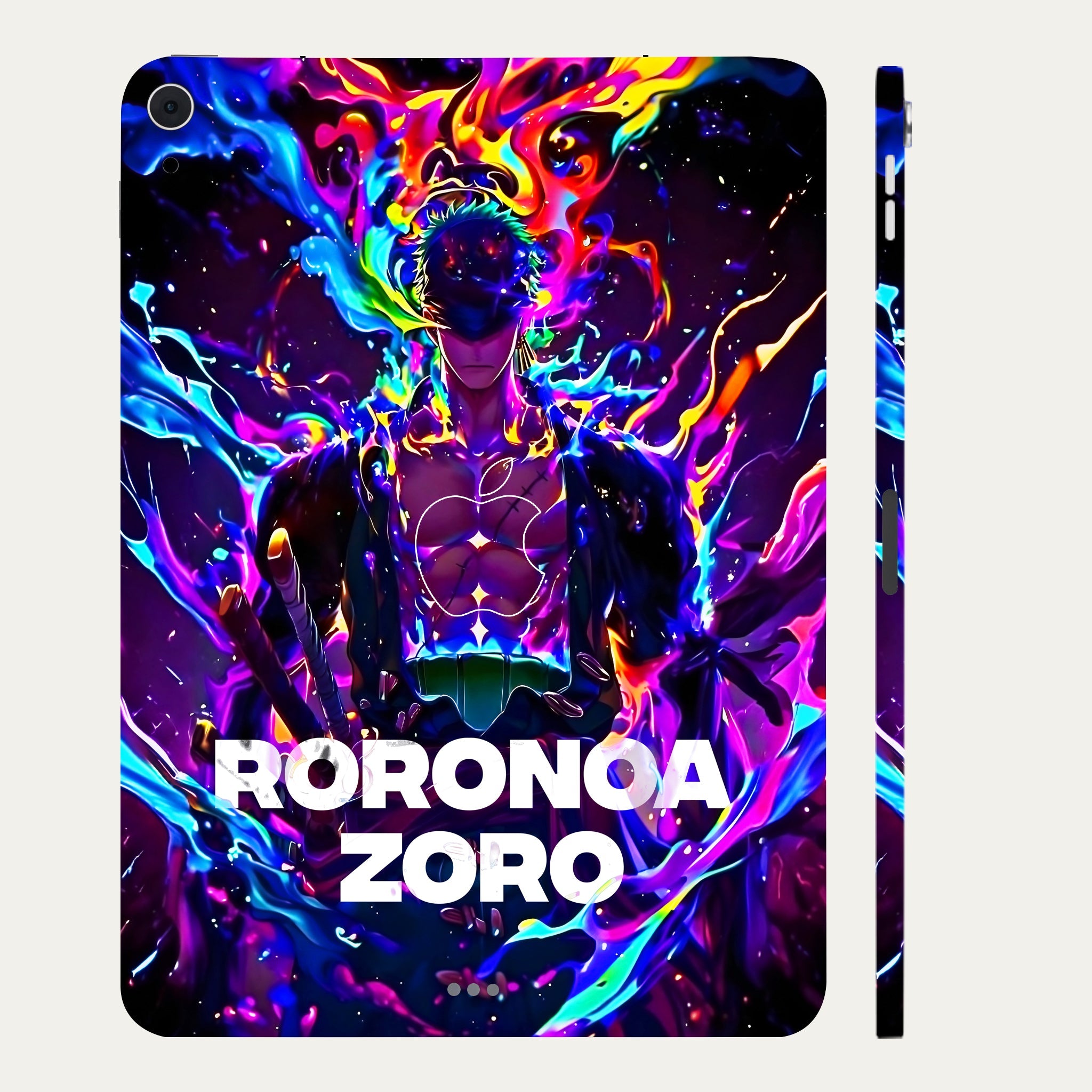 Apple iPad Air 5th Gen 2022 Roronoa Zoro in Neon Flames Anime Tablet Skins