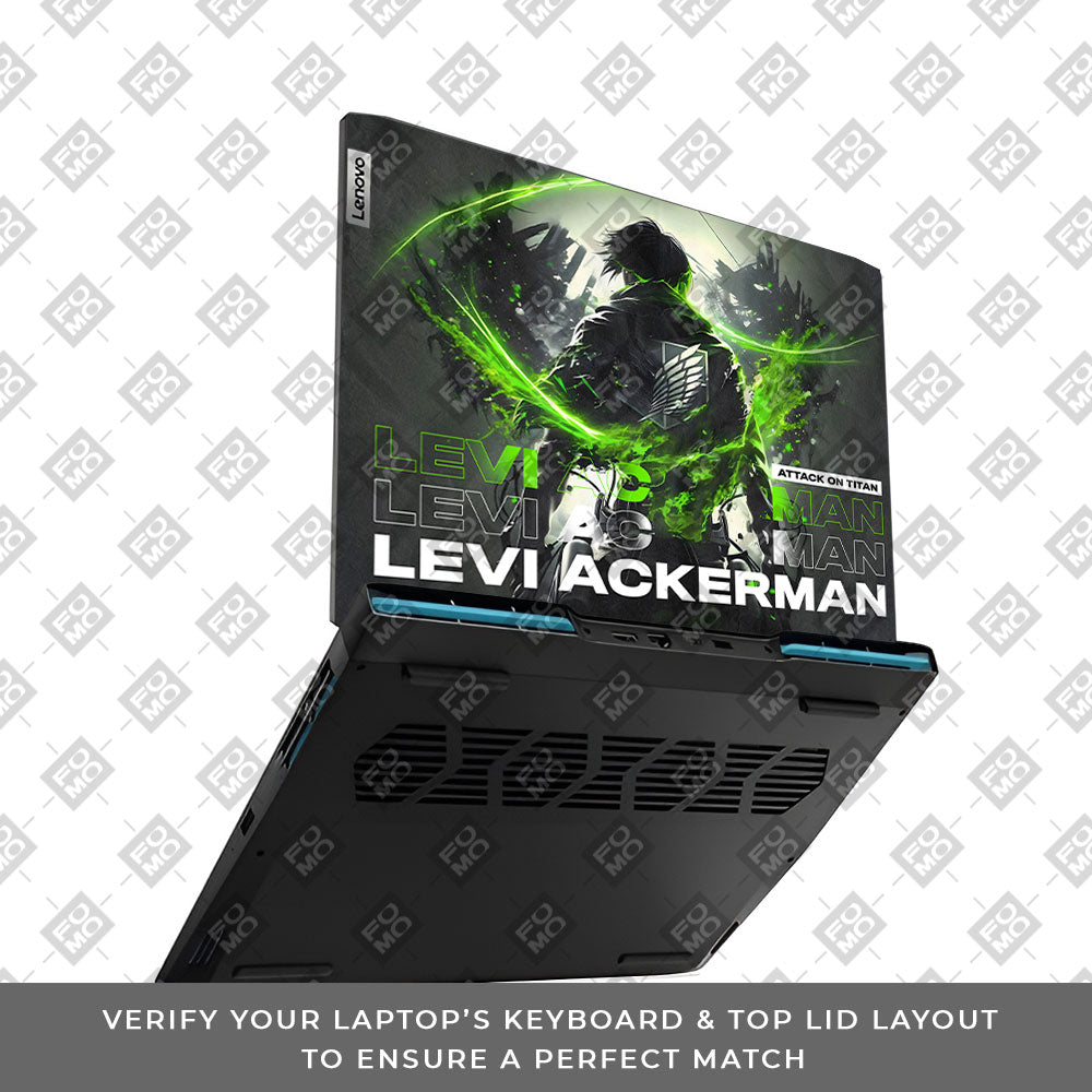 Levi Ackerman Neon Fury Lenovo IdeaPad Gaming 3 15ARH7 and 15IAH7 Laptop Skin