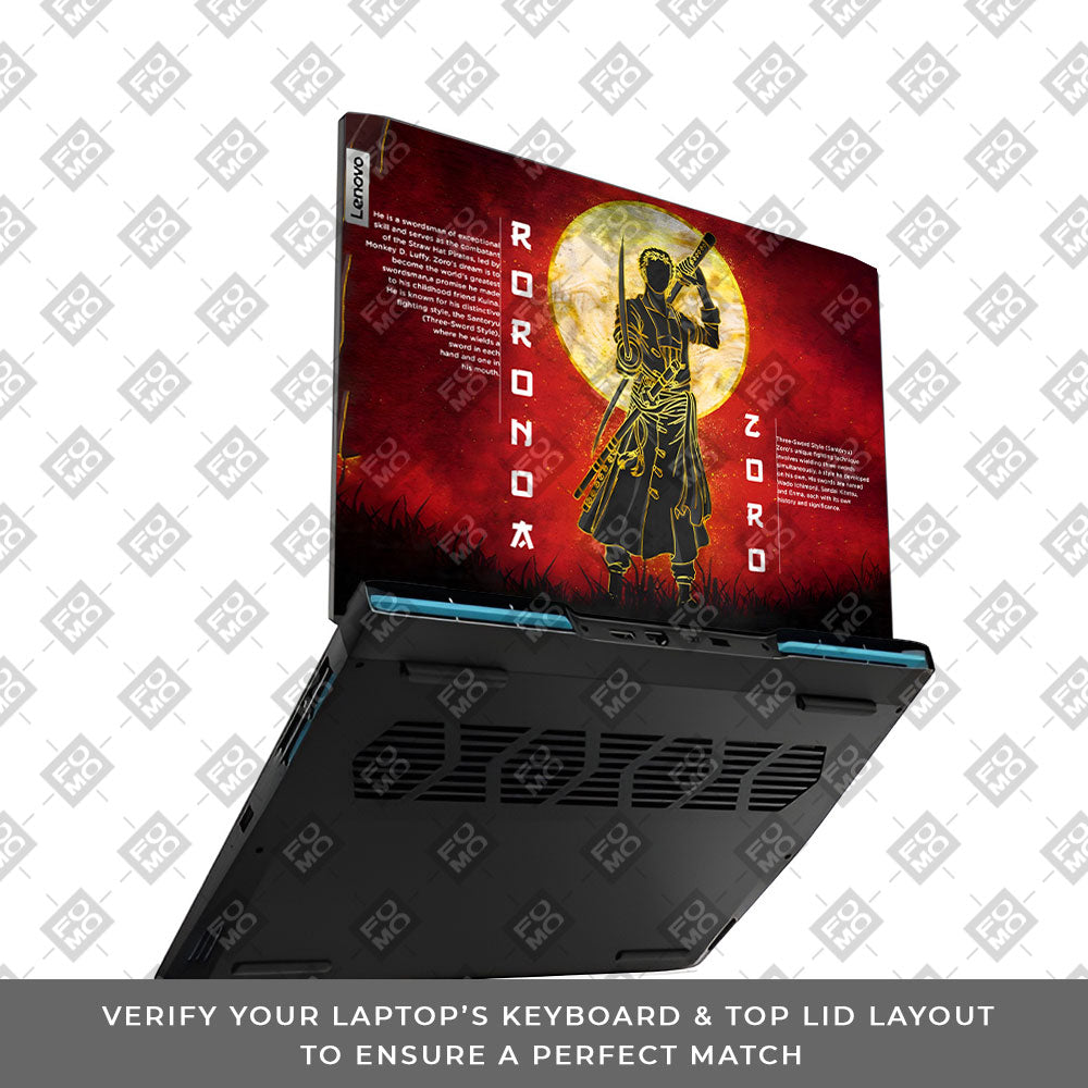 Zoro Under Golden Moon Lenovo IdeaPad Gaming 3 15ARH7 and 15IAH7 Laptop Skin
