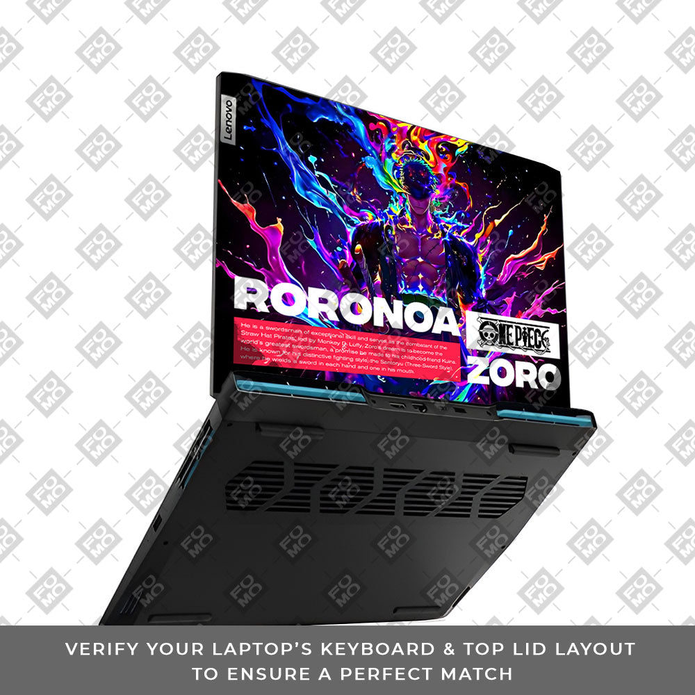 Zoro with Neon Flames Lenovo IdeaPad Gaming 3 15ARH7 and 15IAH7 Laptop Skin
