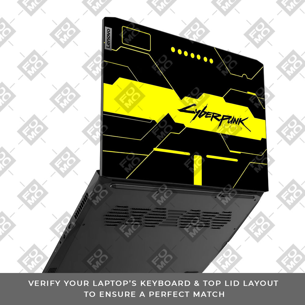 Cyberpunk Yellowline Grid Lenovo IdeaPad Gaming 3 15ACH6 and 15IHU6 Laptop Skin