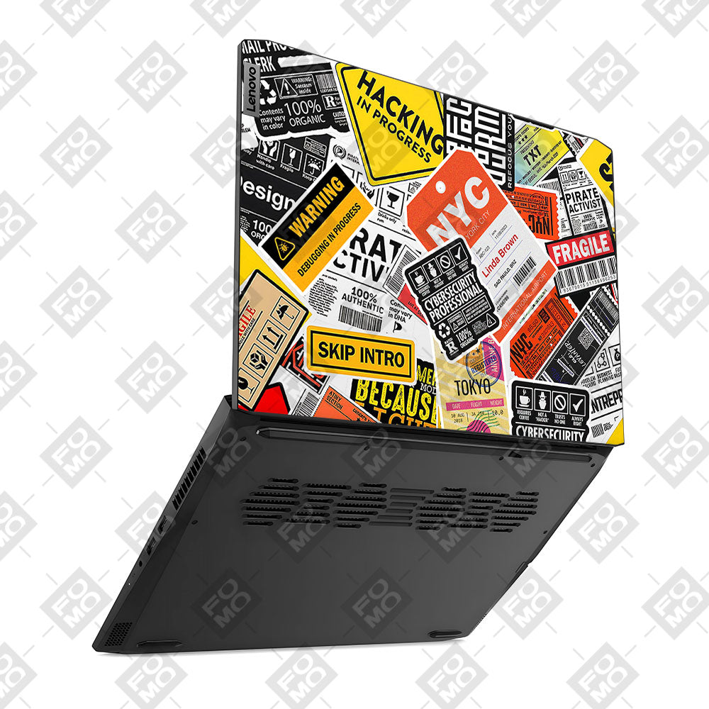 Tech Aesthetic Sticker Collage Lenovo IdeaPad Gaming 3 15ACH6 and 15IHU6 Laptop Skin