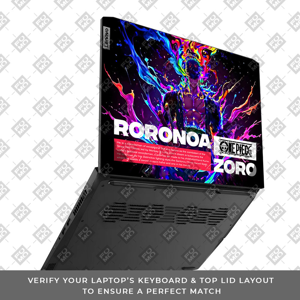 Zoro with Neon Flames Lenovo IdeaPad Gaming 3 15ACH6 and 15IHU6 Laptop Skin