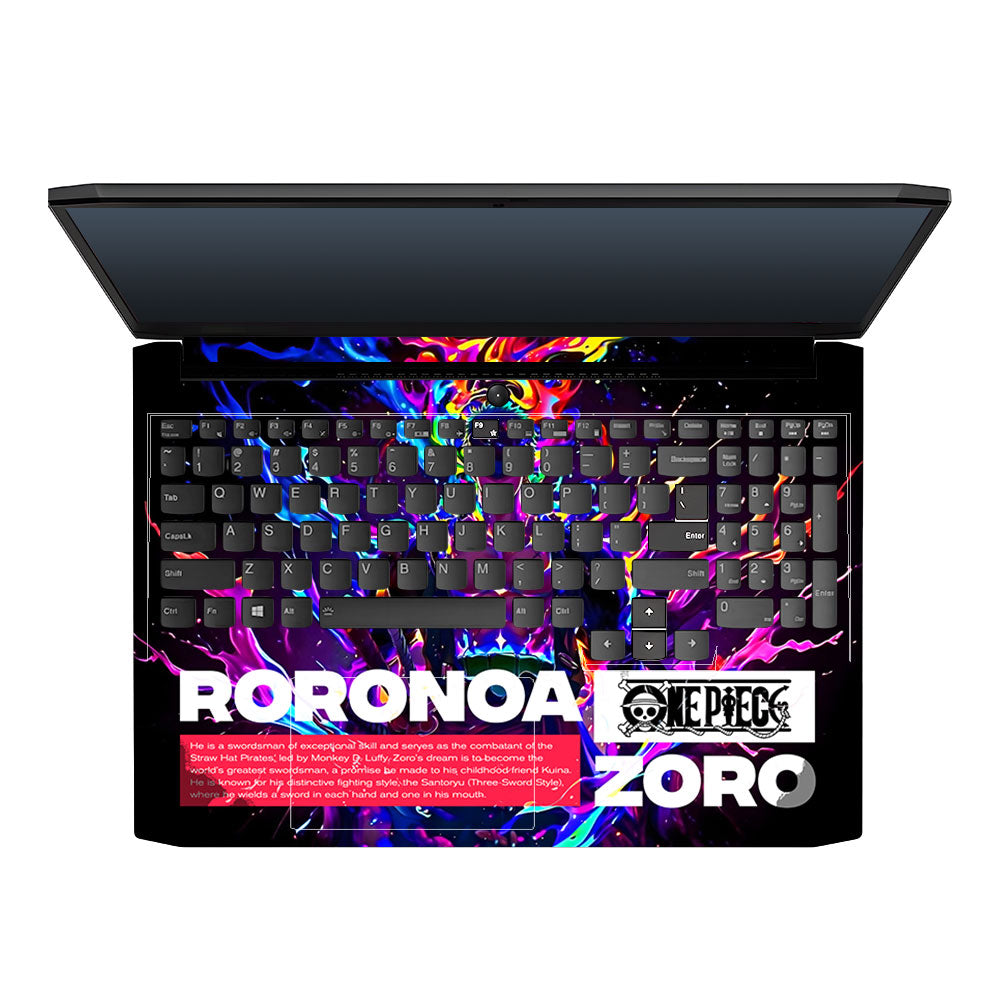 Zoro with Neon Flames Lenovo IdeaPad Gaming 3 15ACH6 and 15IHU6 Laptop Skin