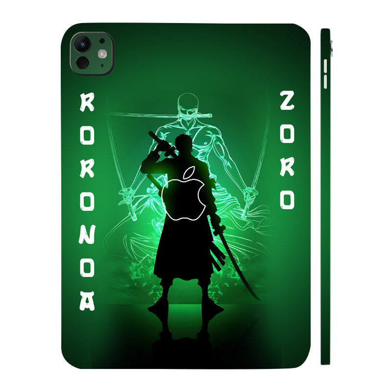 Apple iPad Pro 11 M5 2025 Zoro in Green Fluorescent Background Anime Tablet Skins
