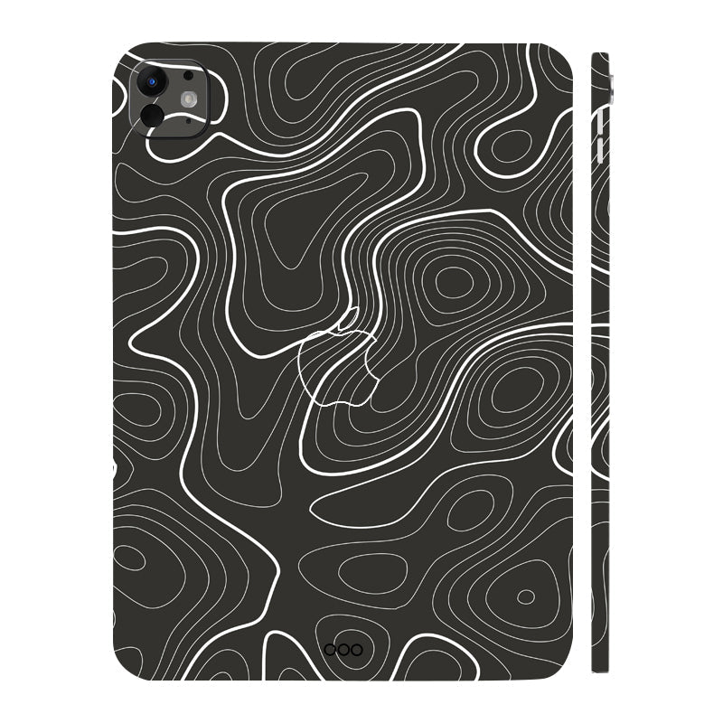 Apple iPad Pro 11 M5 2025 Grayscale Topographic Lines Tablet Skins