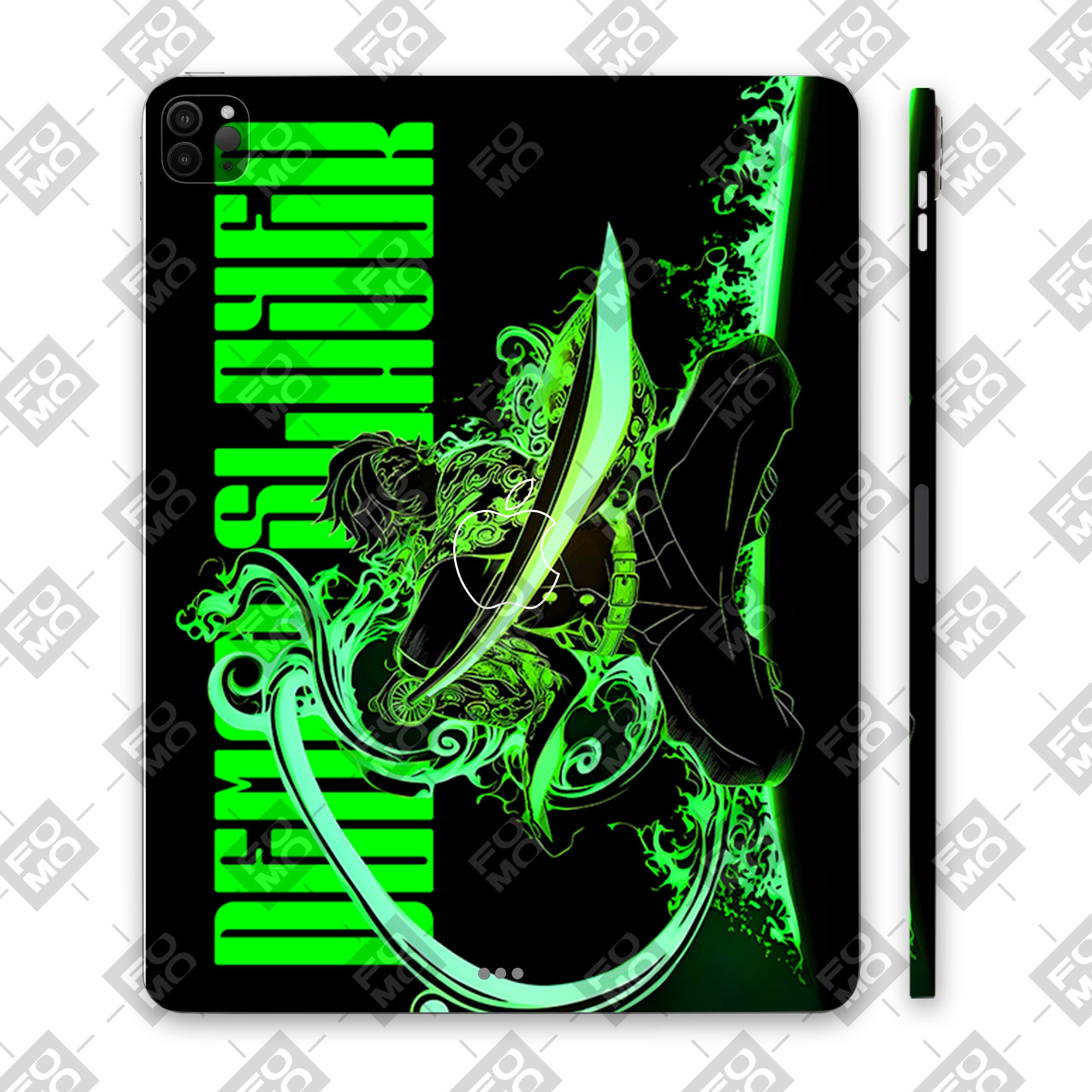 Apple iPad Pro 12.9 M1 2021 Tanjiro Green Flame Dance Anime Tablet Skins