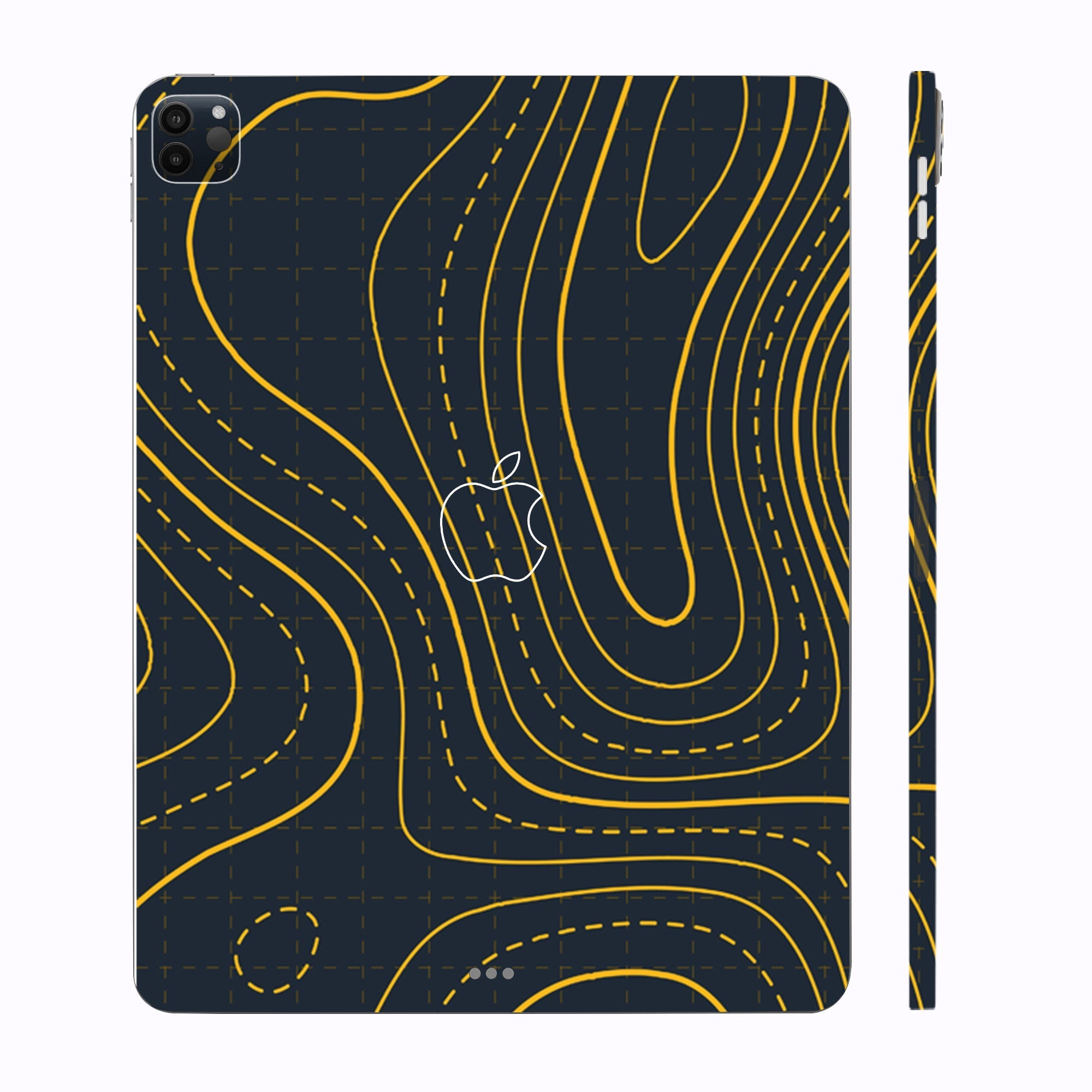 Apple iPad Pro 12.9 M1 2021 Yellow Contour Lines Tablet Skins