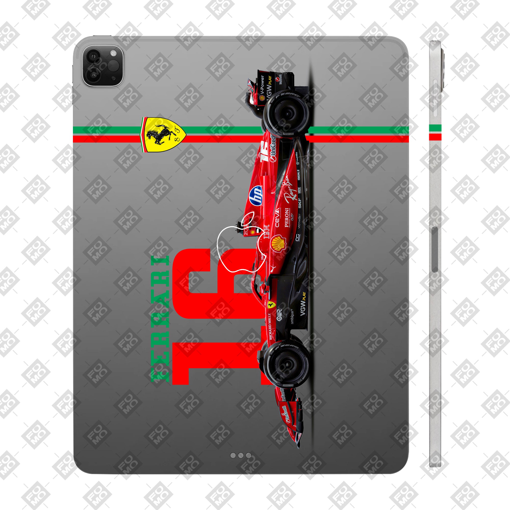 Apple iPad Pro 12.9 2020 Transparent Ferrari Flame Tablet Skin