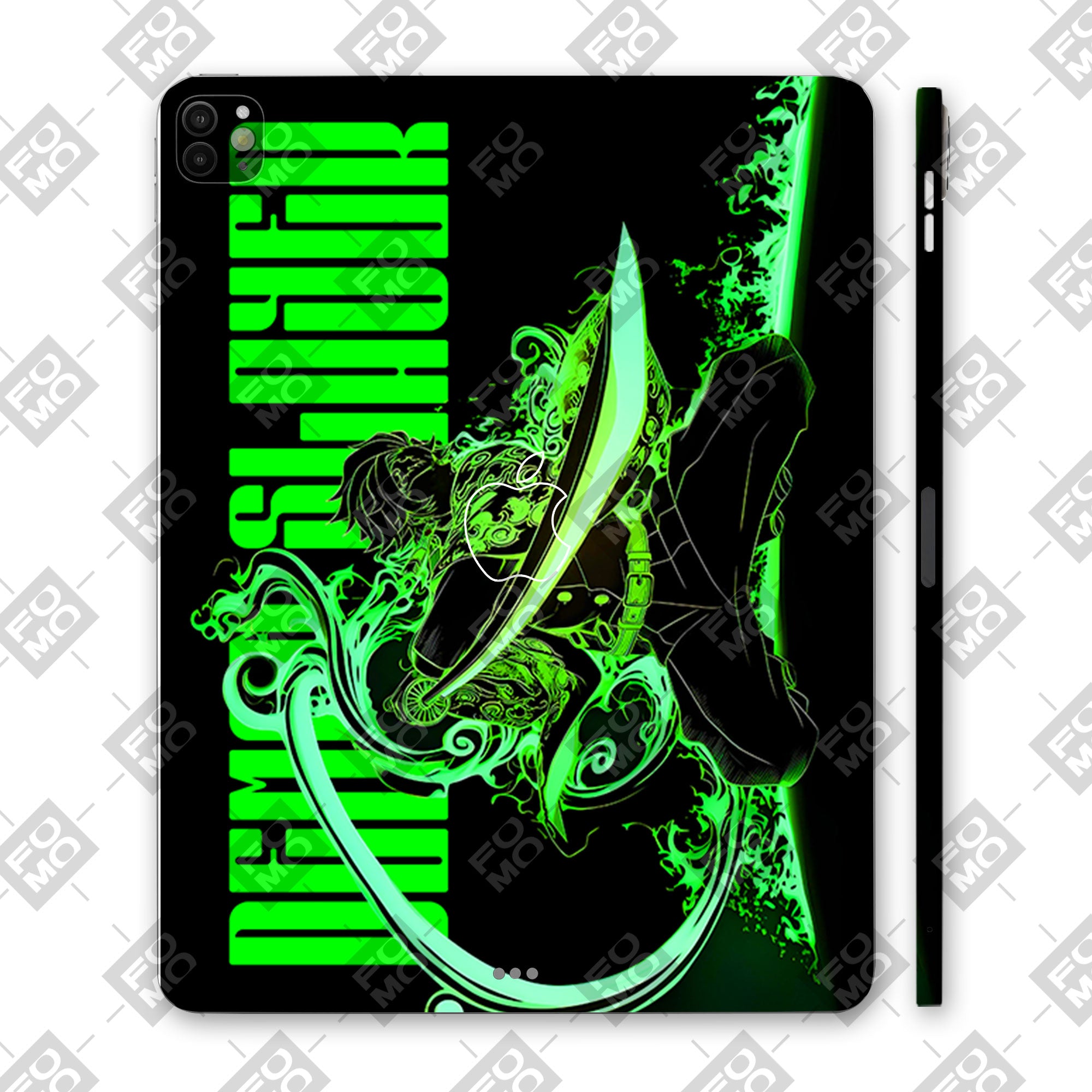 Apple iPad Pro 13 M4 2024 Tanjiro Green Flame Dance Anime 3D Tablet Skin