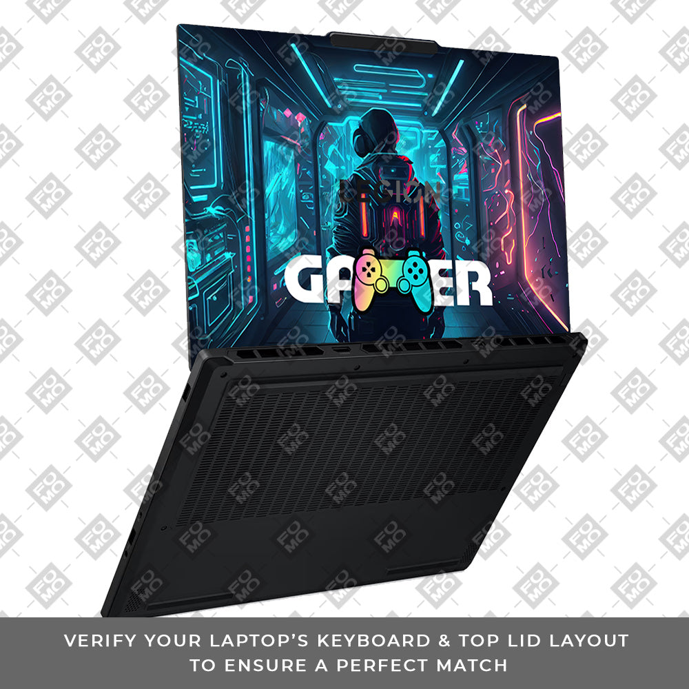 Gamer in Glowing Background Gaming Lenovo Legion 5 15AHP10 Laptop Skin