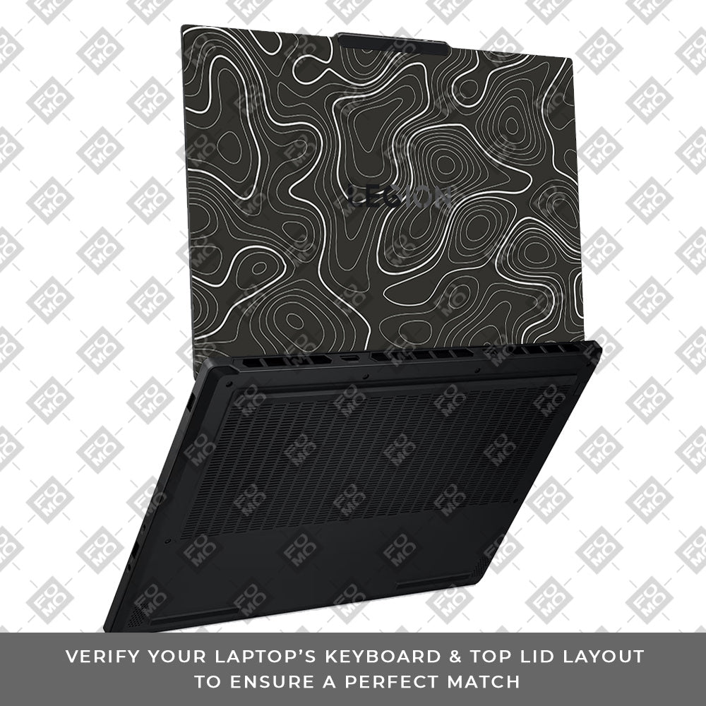 Grayscale Topographic Lines Lenovo Legion 5 15AHP10 Laptop Skin
