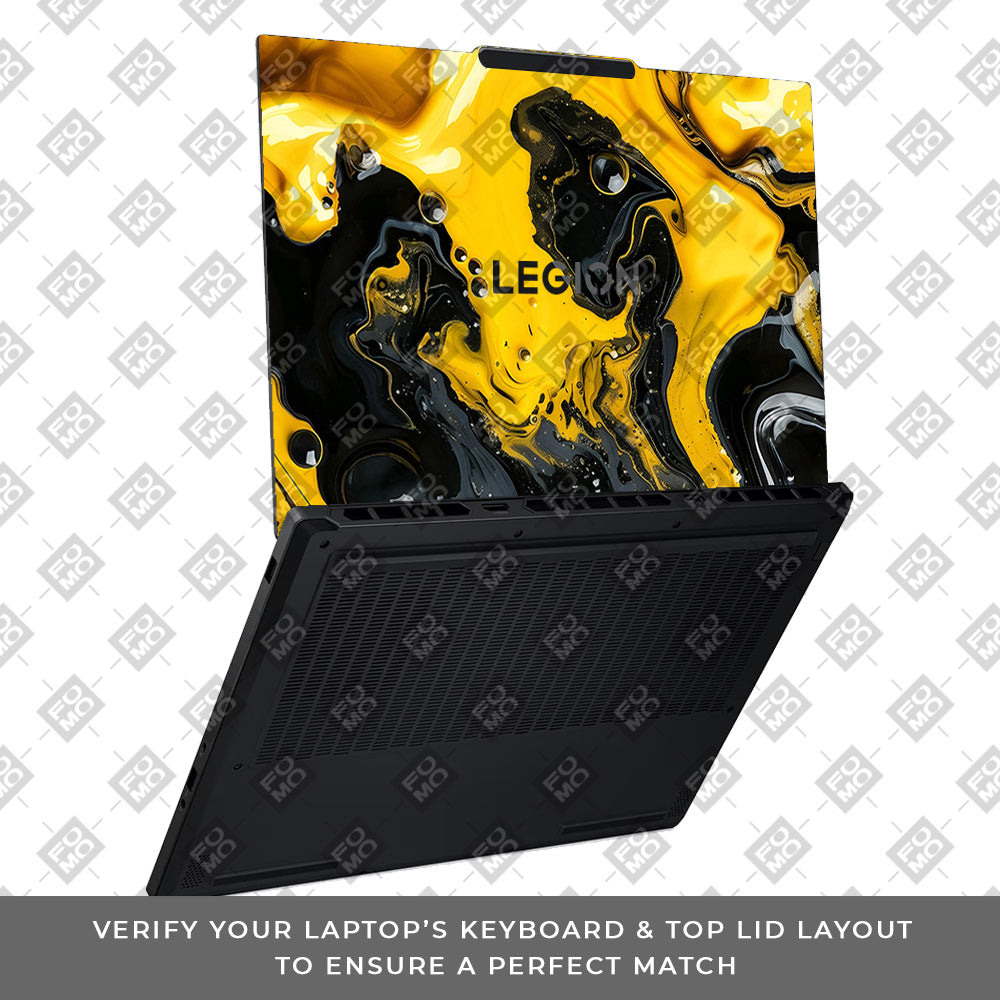 Yellow and Black Paint Swirls Lenovo Legion 5 15AHP10 Laptop Skin