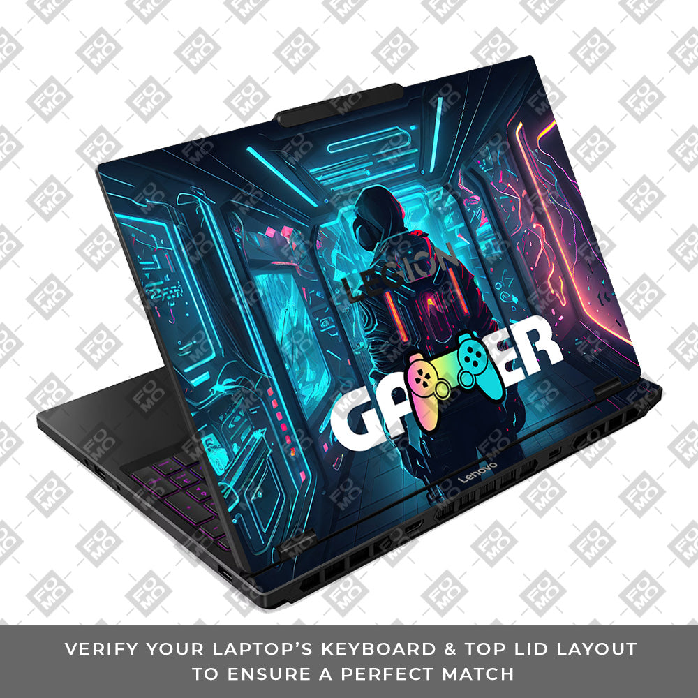 Gamer in Glowing Background Gaming Lenovo Legion 5 15IRX10 Laptop Skin
