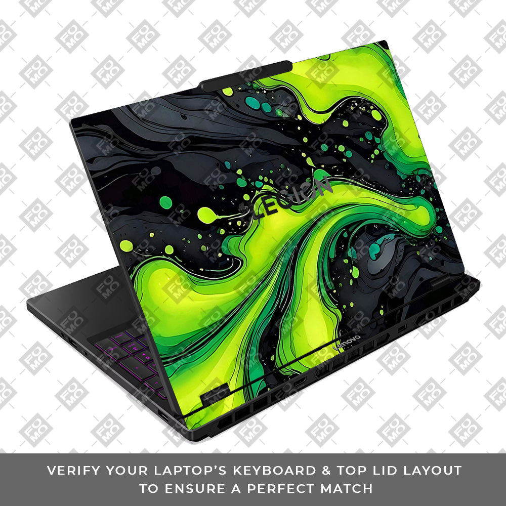Neon Green Paint Swirls Lenovo Legion 5 15IRX10 Laptop Skin