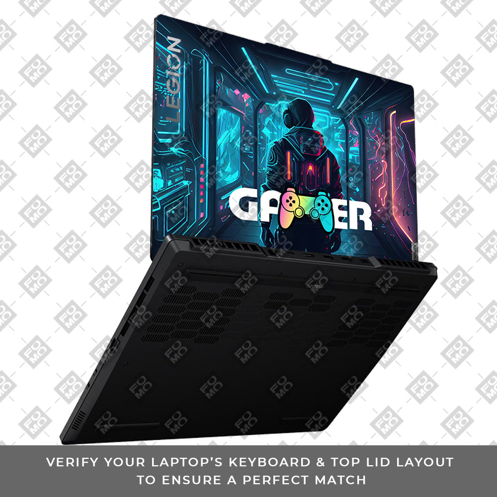 Gamer in Glowing Background Gaming Lenovo Legion 5 15ARP8 Laptop Skin