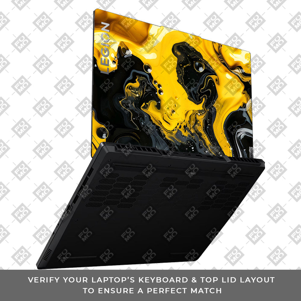 Yellow and Black Paint Swirls Lenovo Legion 5 15ARP8 Laptop Skin
