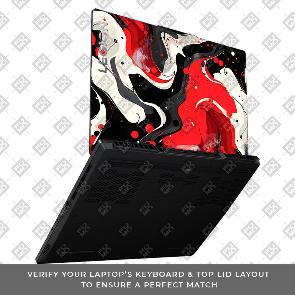 Red and White Paint Swirls Lenovo Legion 5 15ARP8 Laptop Skin