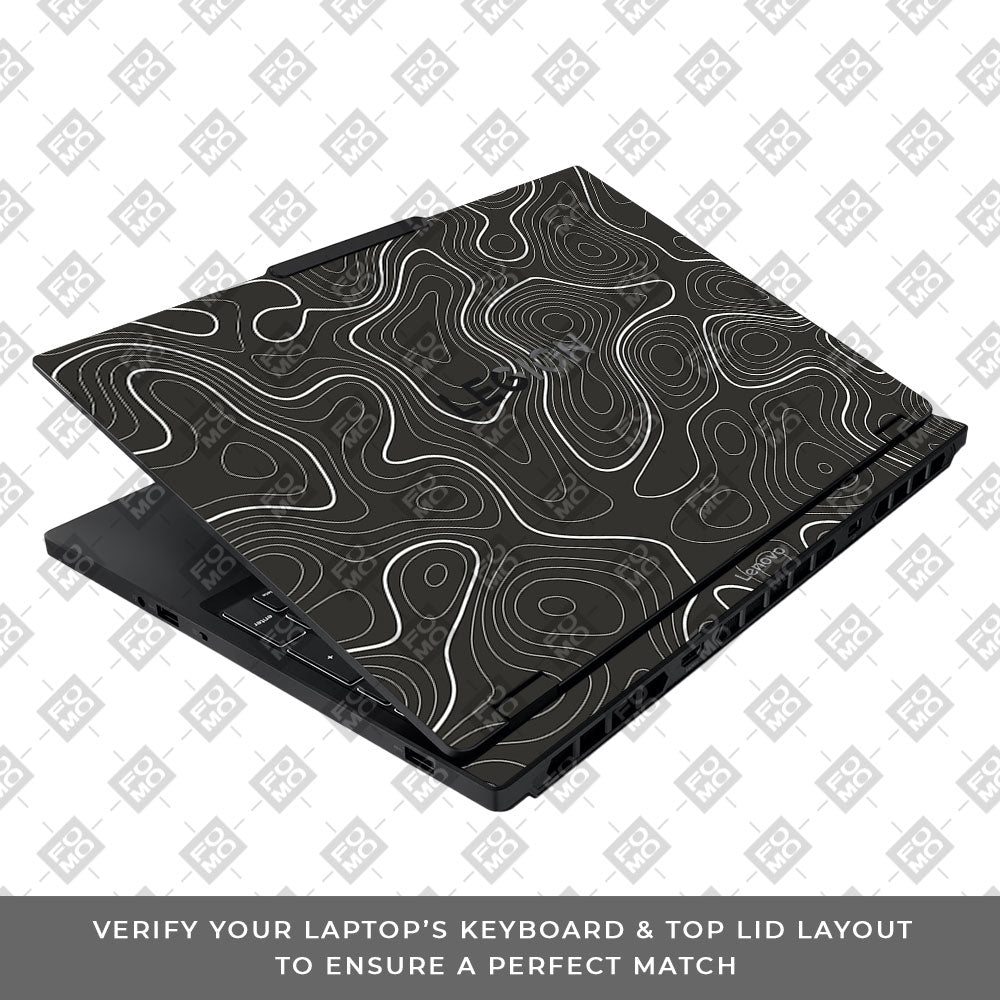 Grayscale Topographic Lines Lenovo Legion 5 15IAX10 Laptop Skin