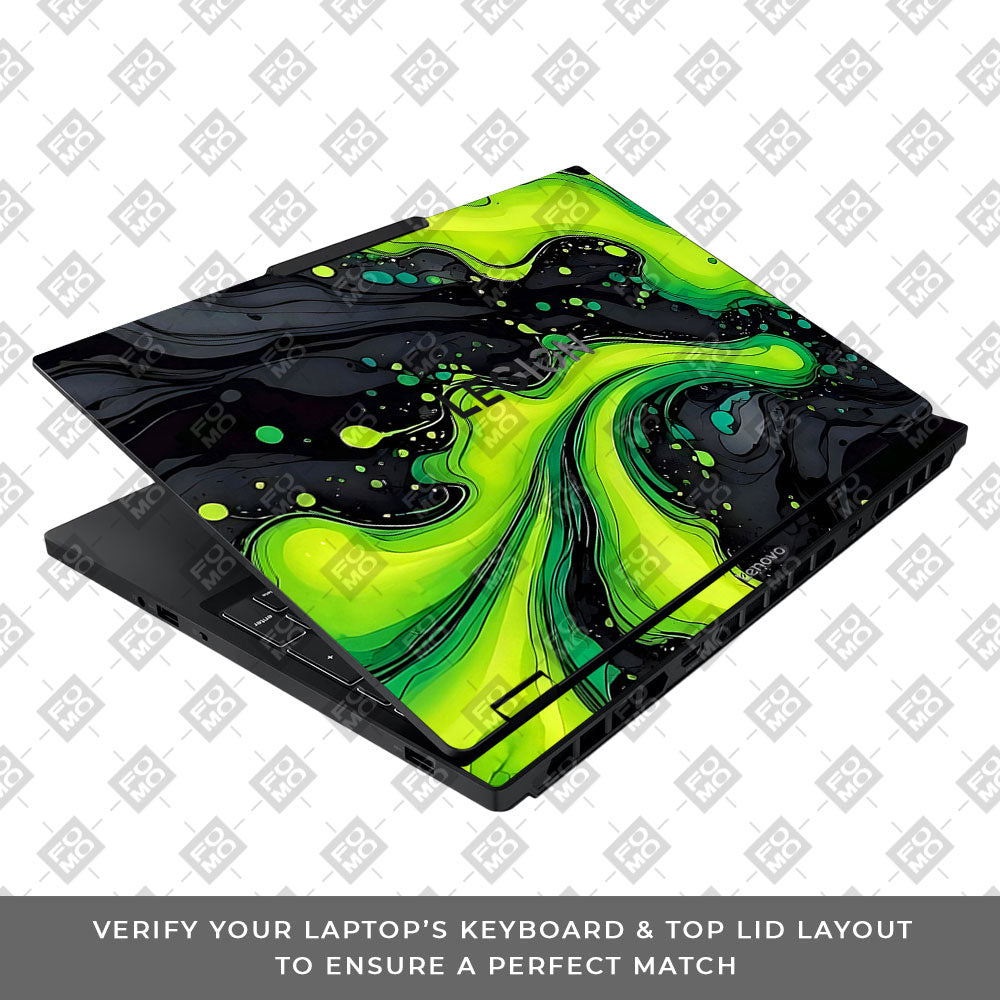 Neon Green Paint Swirls Lenovo Legion 5 15IAX10 Laptop Skin