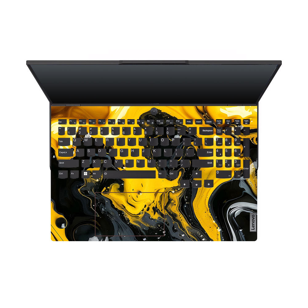 Yellow and Black Paint Swirls Lenovo Legion 5 Pro 16IRX8 and 16IRX9 Laptop Skin
