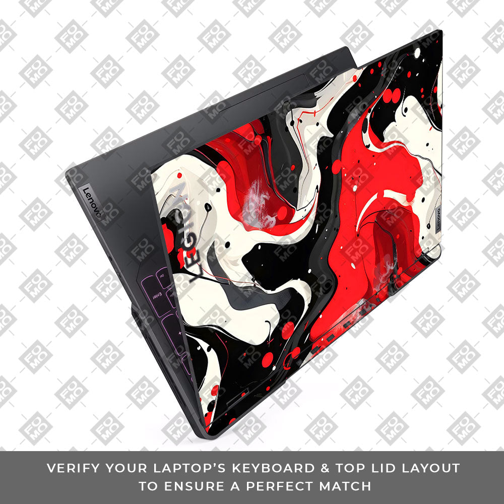 Red and White Paint Swirls Lenovo Legion 5 Pro 16IRX8 and 16IRX9 Laptop Skin