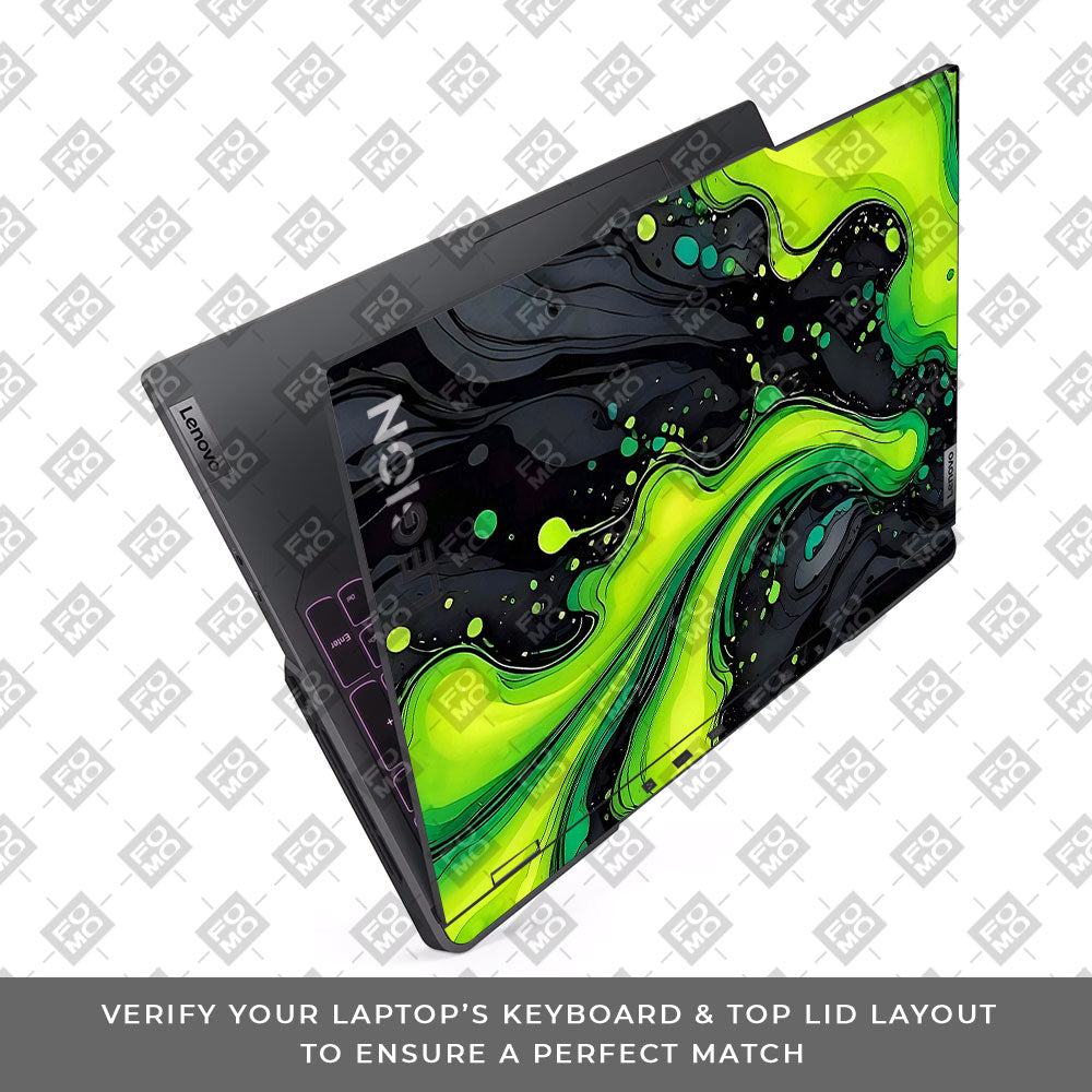 Neon Green Paint Swirls Lenovo Legion 5 Pro 16IRX8 and 16IRX9 Laptop Skin