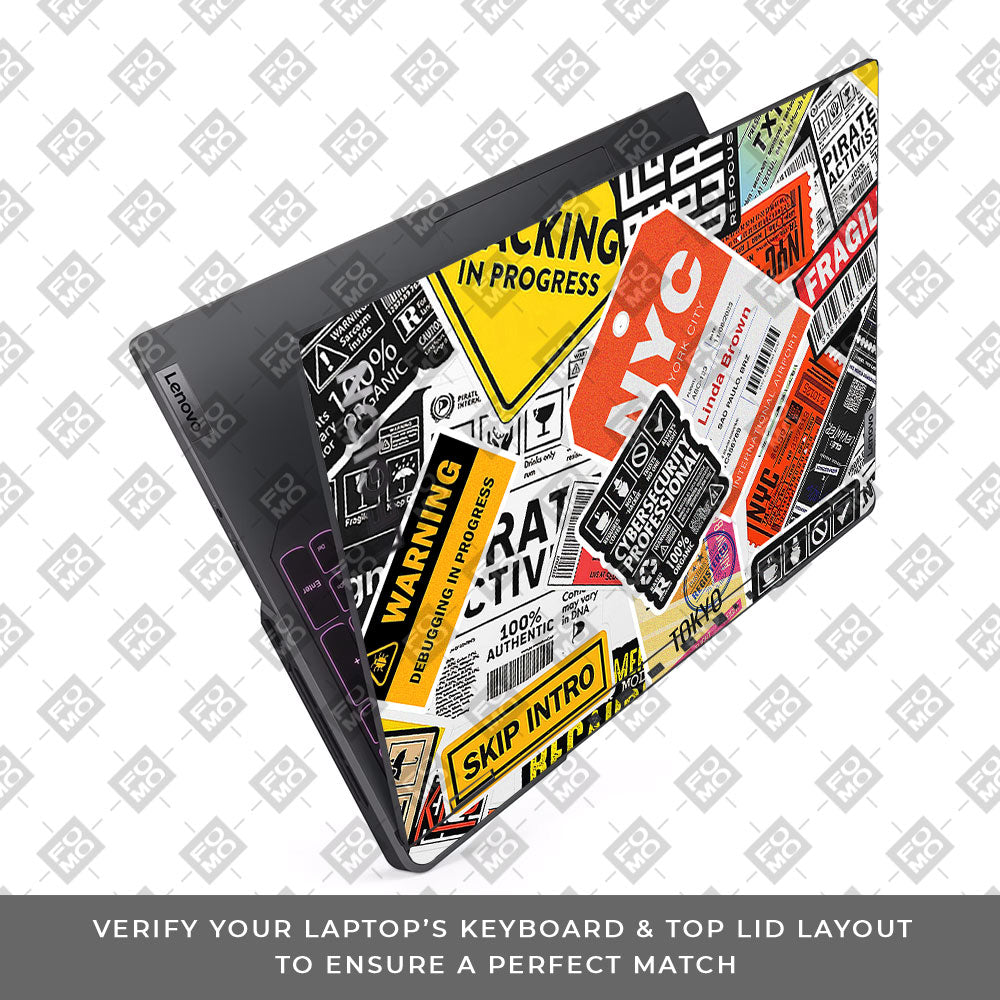 Tech Aesthetic Sticker Collage Lenovo Legion 5 Pro 16IRX8 and 16IRX9 Laptop Skin