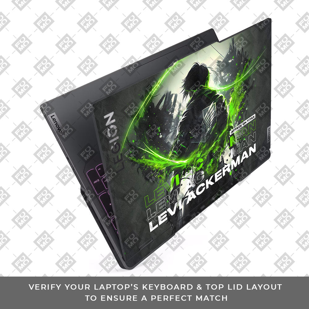 Levi Ackerman Neon Fury Lenovo Legion 5 Pro 16IRX8 and 16IRX9 Laptop Skin