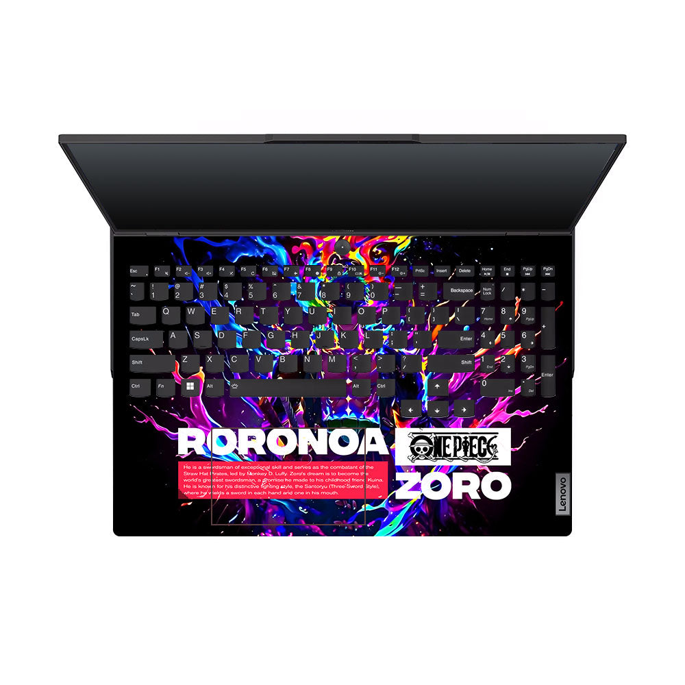 Zoro with Neon Flames Lenovo Legion 5 Pro 16IRX8 and 16IRX9 Laptop Skin