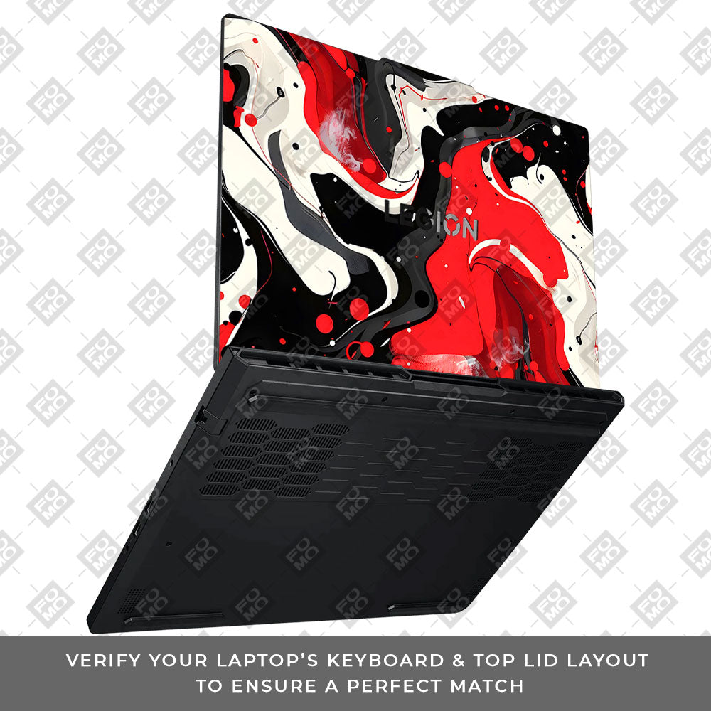 Red and White Paint Swirls Lenovo Legion Pro 5 16ADR10 Laptop Skin
