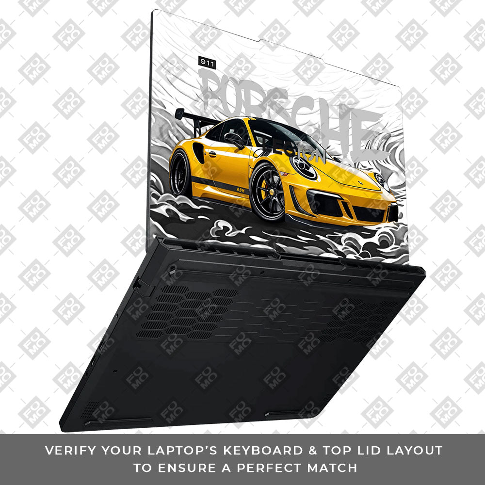 Porsche 911 Yellow Blaze Lenovo Legion Pro 5 16ADR10 Laptop Skin