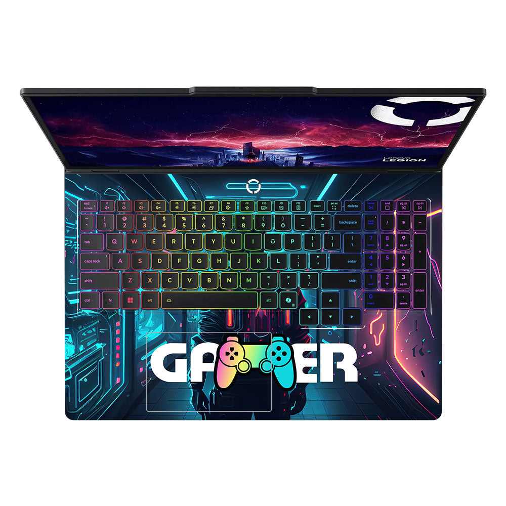 Gamer in Glowing Background Gaming Lenovo Legion Pro 5 16IAX10 Laptop Skin