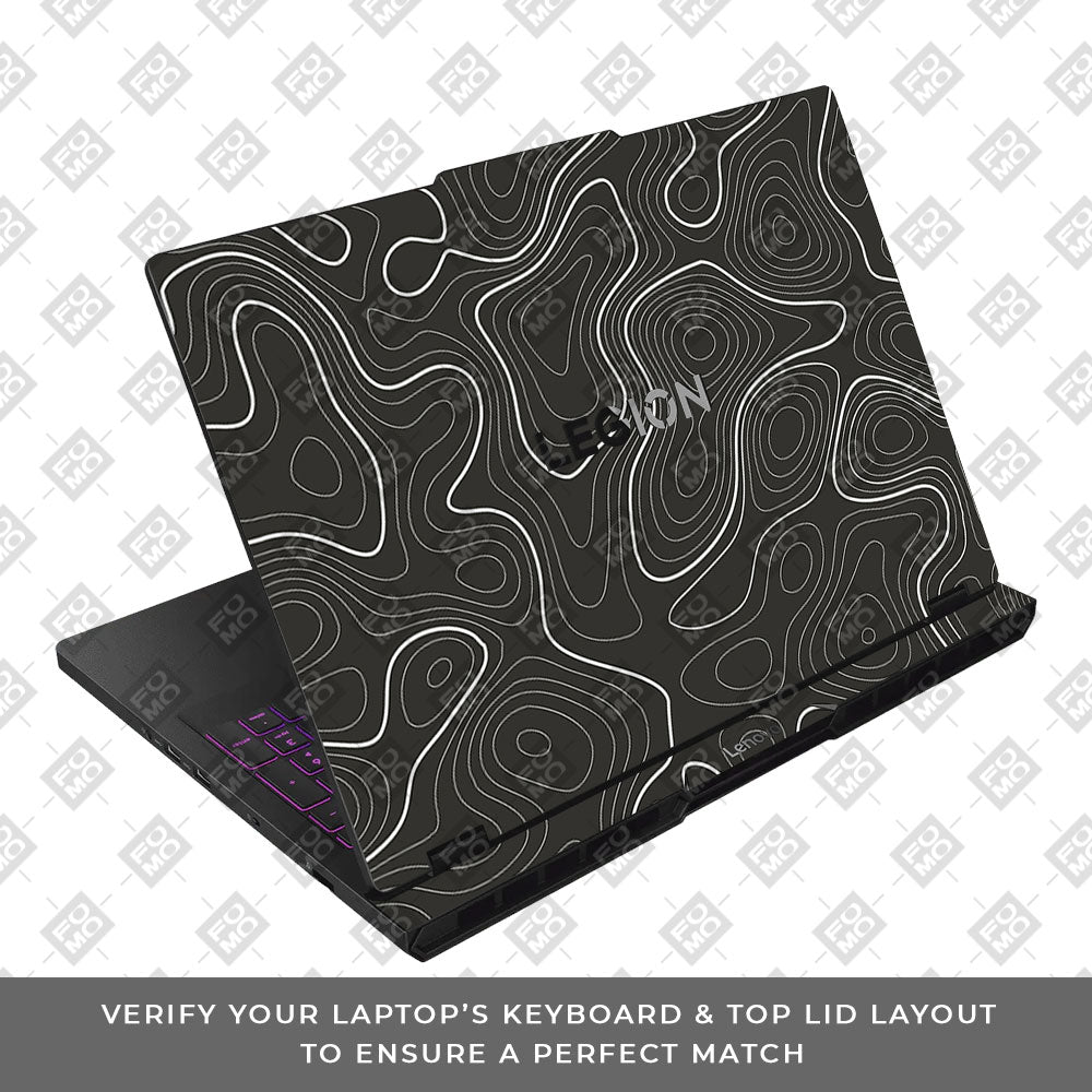 Grayscale Topographic Lines Lenovo Legion Pro 5 16AFR10 Laptop Skin