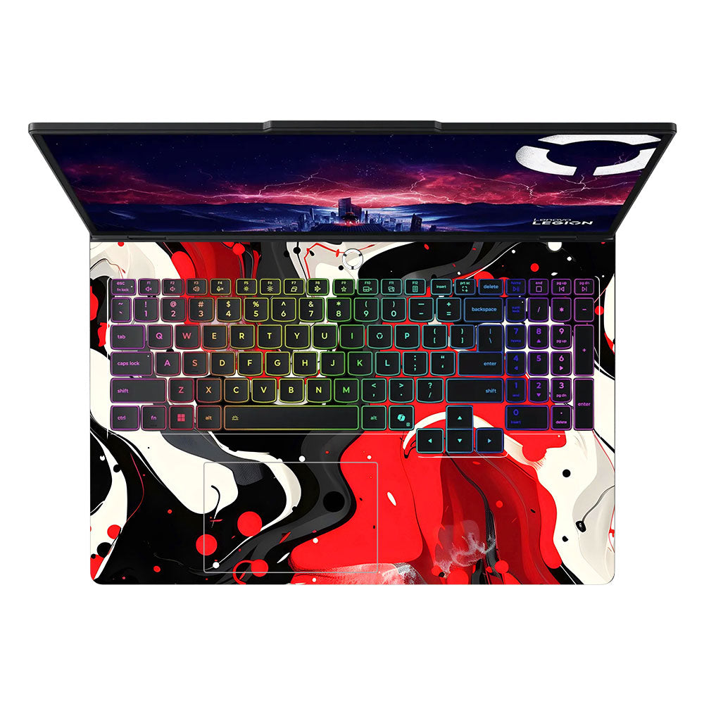 Red and White Paint Swirls Lenovo Legion Pro 5 16AFR10 Laptop Skin