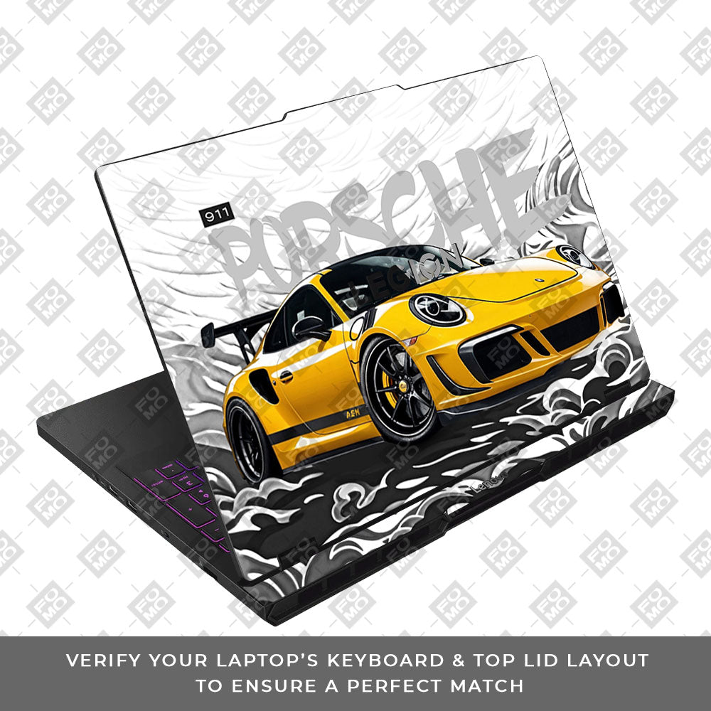 Porsche 911 Yellow Blaze Lenovo Legion Pro 5 16AFR10 Laptop Skin