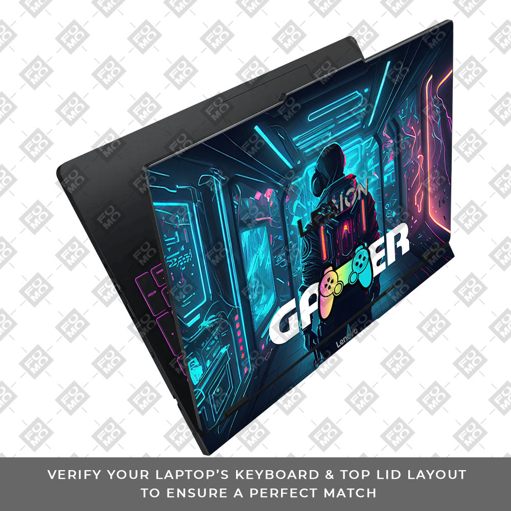 Gamer in Glowing Background Gaming Lenovo Legion Pro 5 16IAX10 Laptop Skin