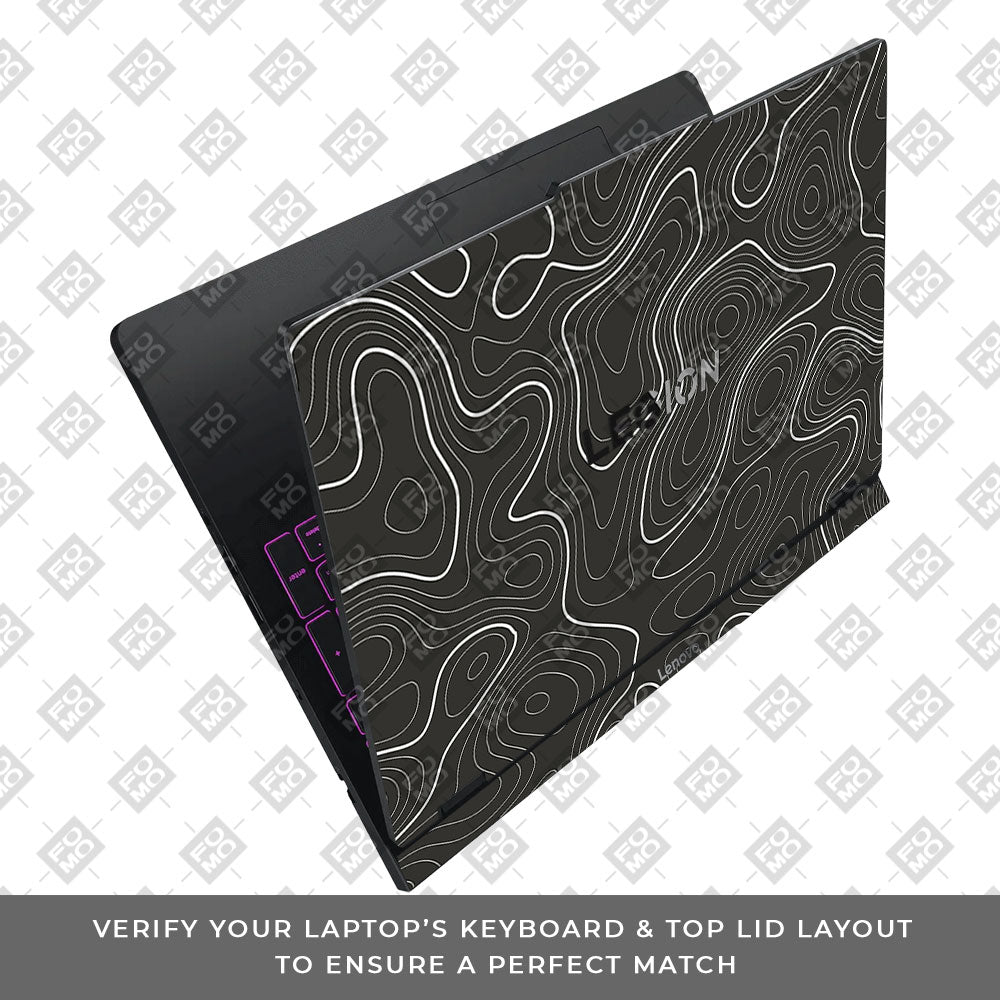 Grayscale Topographic Lines Lenovo Legion Pro 5 16IAX10 Laptop Skin