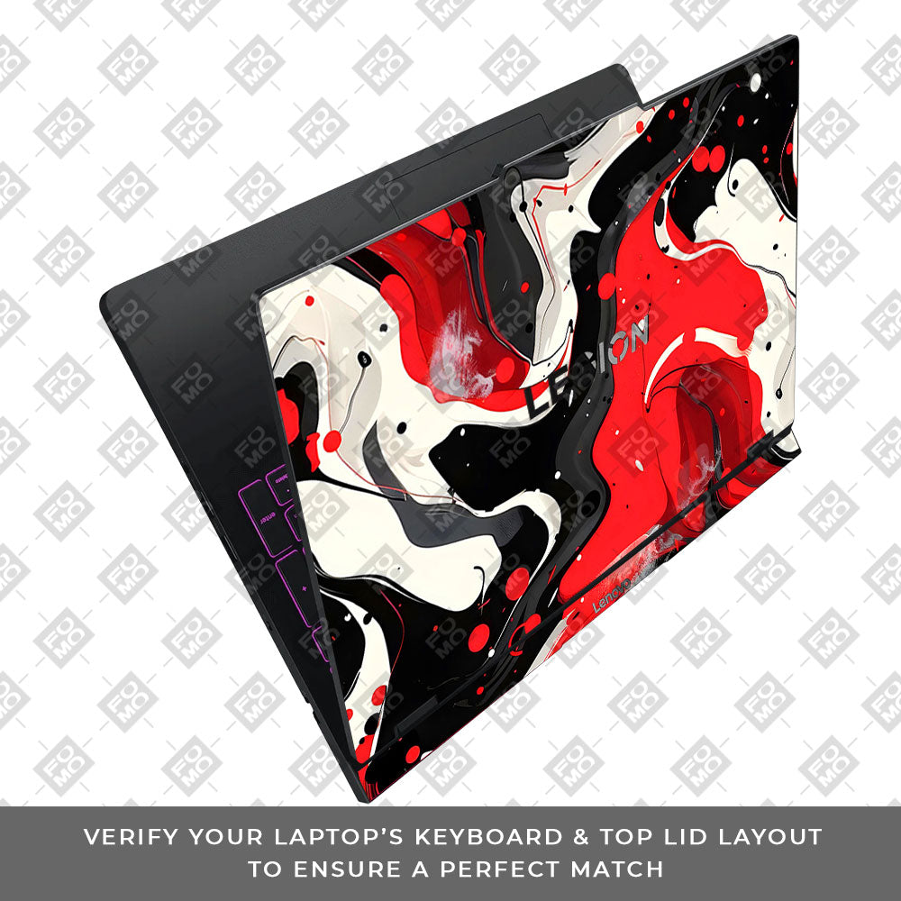 Red and White Paint Swirls Lenovo Legion Pro 5 16IAX10 Laptop Skin