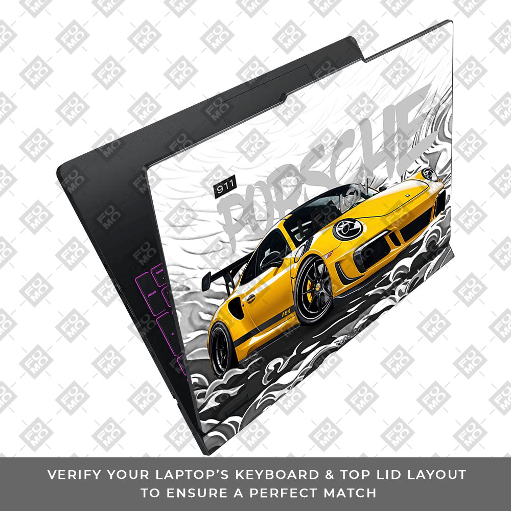 Porsche 911 Yellow Blaze Lenovo Legion Pro 5 16IAX10 Laptop Skin