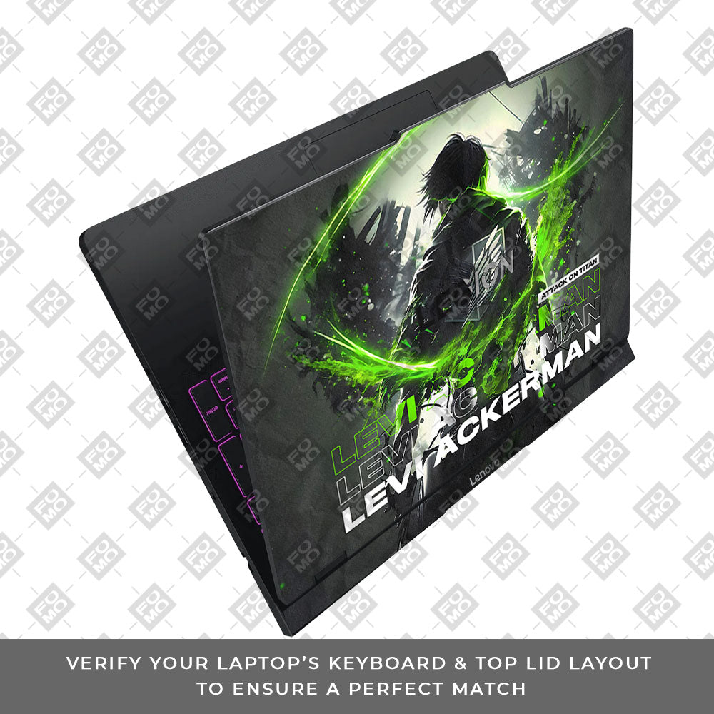 Levi Ackerman Neon Fury Lenovo Legion Pro 5 16IAX10 Laptop Skin