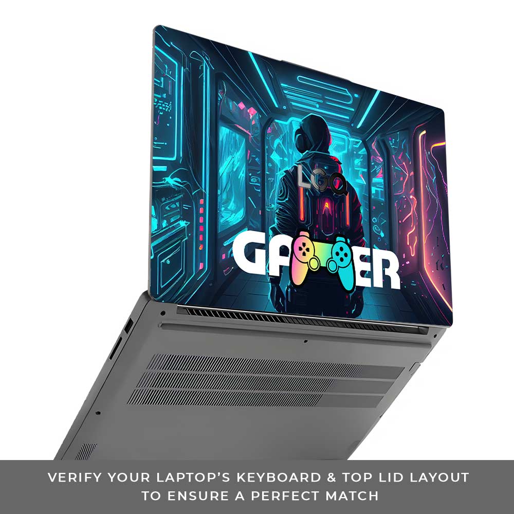 Gamer in Glowing Background Gaming Lenovo LOQ Essential 15IAX9E Laptop Skin
