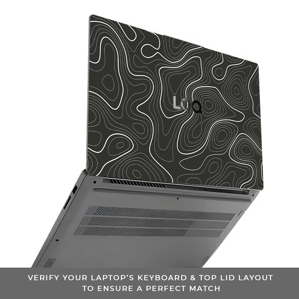 Grayscale Topographic Lines Lenovo LOQ Essential 15IAX9E Laptop Skin