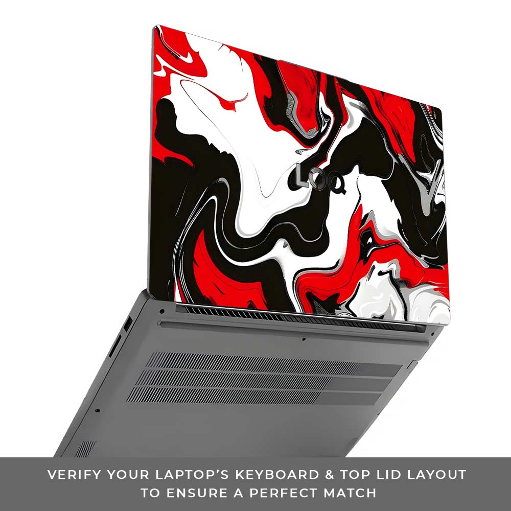 Red and White Marble Lenovo LOQ Essential 15IAX9E Laptop Skin